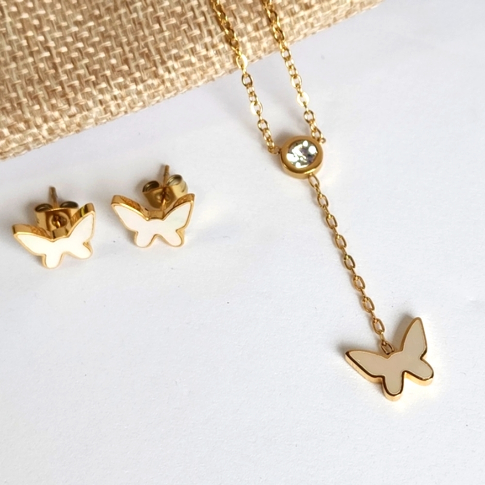 18K Gold Plated Necklace Earrings Set